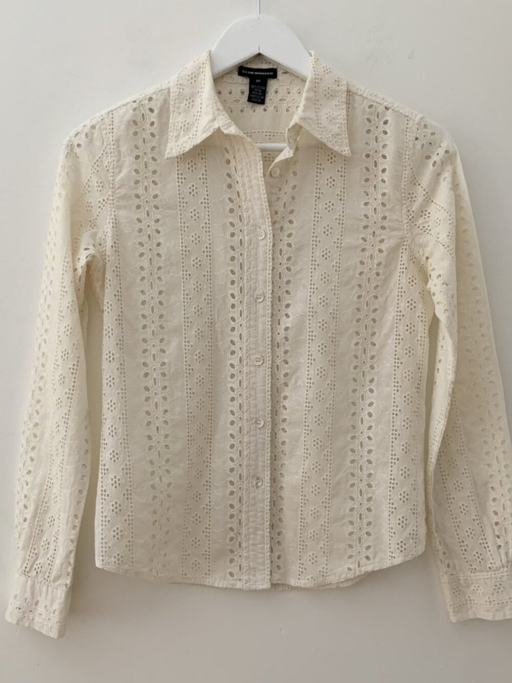 Club Monaco Off-White Cotton Eyelet Blouse